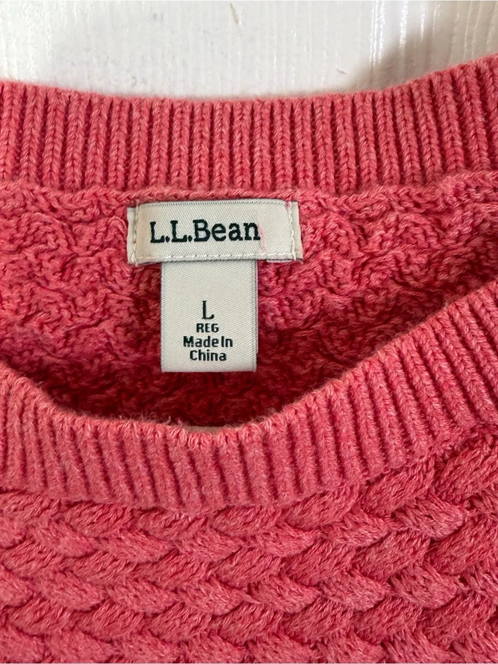 L.L. Bean Women's Rose Textured Crewneck Sweater 100% Cotton